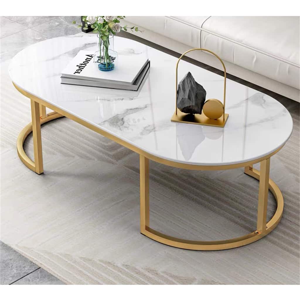 White Gold Coffee Table for Living Room