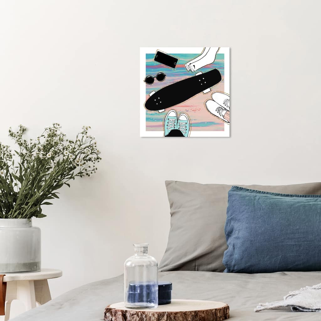 Wynwood Studio Prints Sports and Teams Skater Accessories Blue and Teal Wall Art Canvas Print