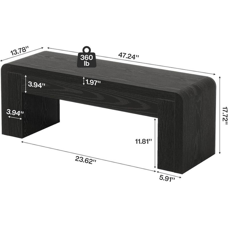 47" Long Rustic End of Bed Dining Entryway Bench with Heavy-Duty 5.9" Frame
