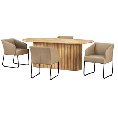 Lifestorey Layton Solid Wood Oval Dining Set
