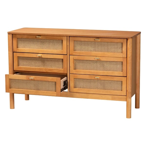 brown rattan dresser 6-Drawer Rattan Dresser | Boho & Modern Farmhouse Bedroom Chest
