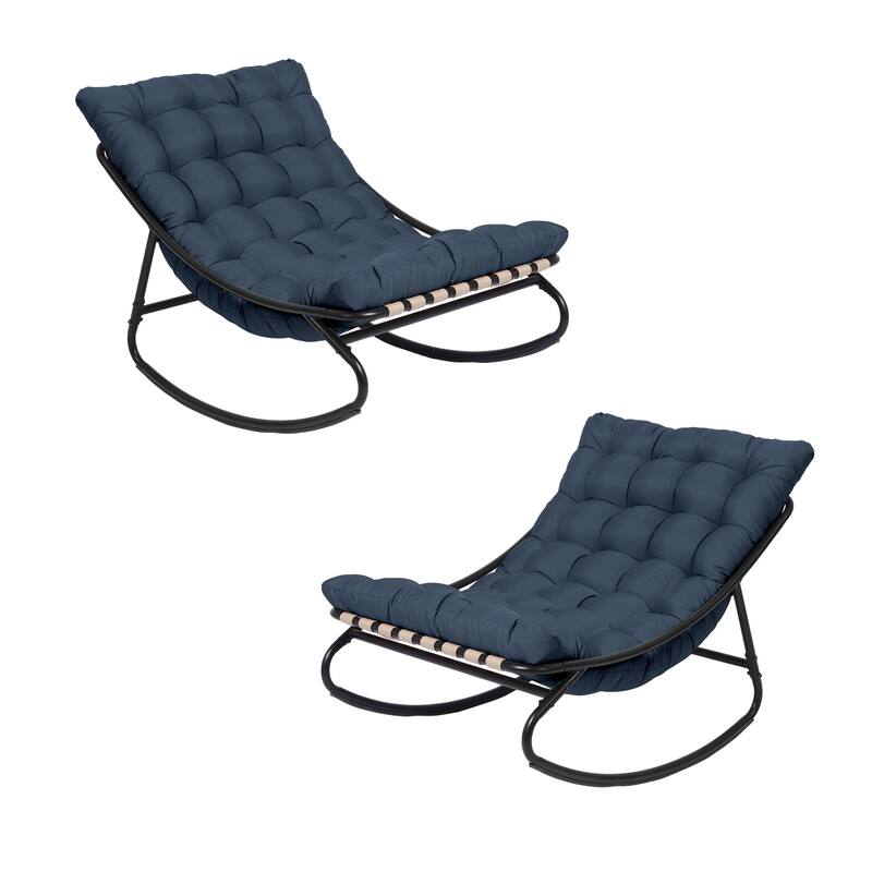 Outdoor Metal Frame Rocking Chair with Water-Resistant Cushions