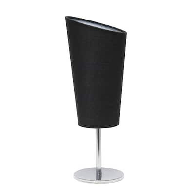 Simple Designs Chrome Mini Table Lamp with Angled Fabric Shade
