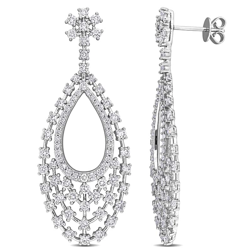 Miadora 3 1/4ct TDW Diamond Layered Drop Earrings in 14k White Gold