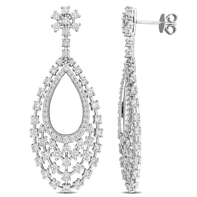 Miadora 3 1/4ct TDW Diamond Layered Drop Earrings in 14k White Gold
