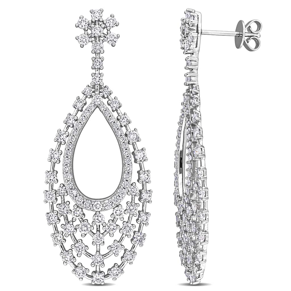Miadora 3 1/4ct TDW Diamond Layered Drop Earrings in 14k White Gold