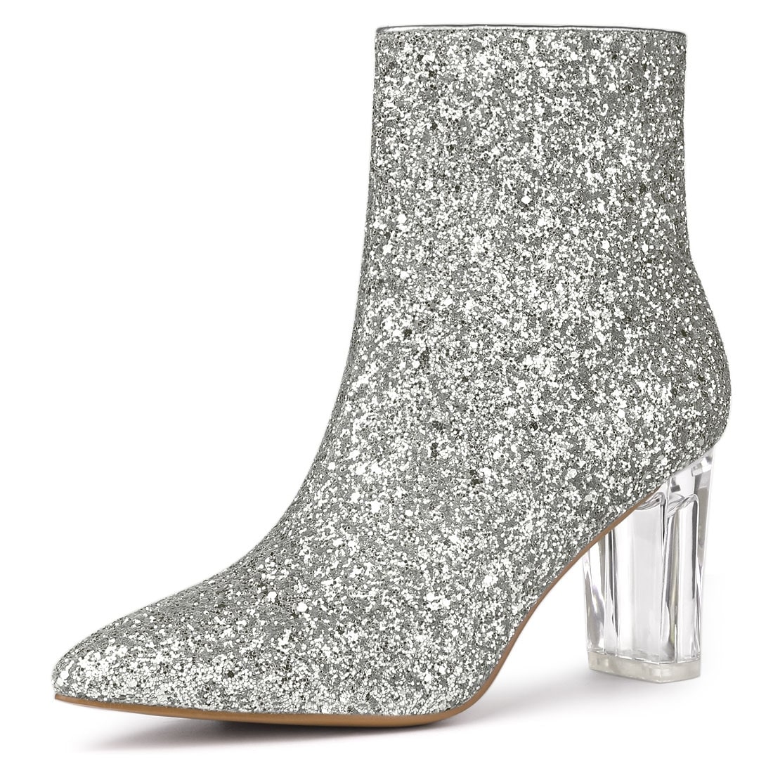 glitter block heel boots