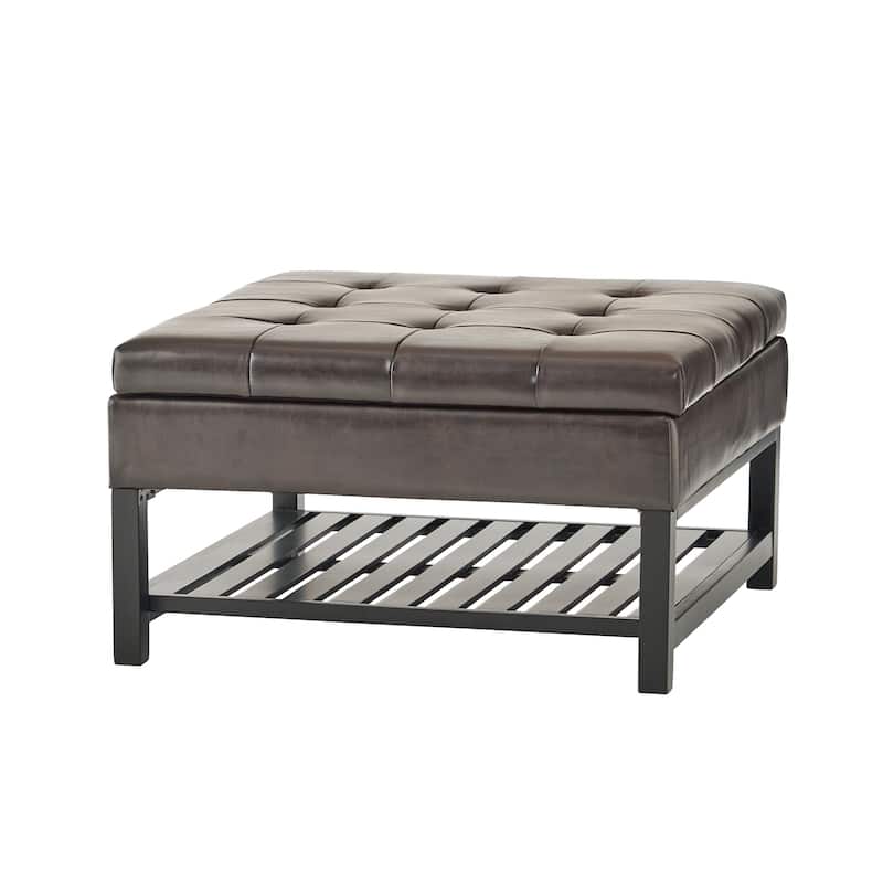 Miriam Wood Square Storage Ottoman Bench by Christopher Knight Home