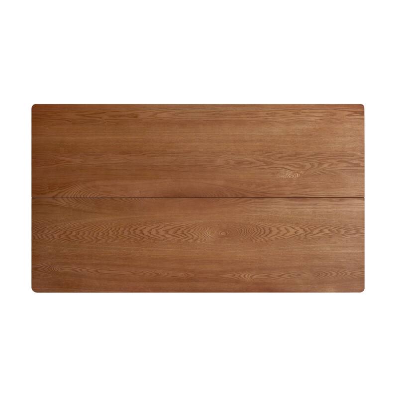 63" Farmhouse Rectangular Wooden Dining Table with Double Pedestal Base