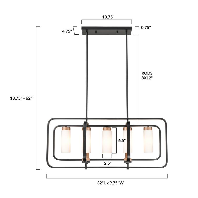 Light Society Rex Chandelier - Black/Gold/Opal