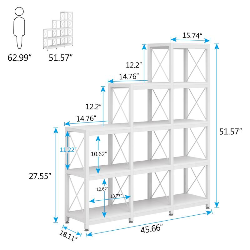 12 Shelves Ladder Bookshelf Bookcase Display Shelf
