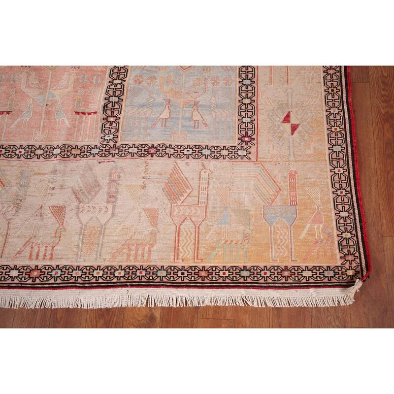 Handmade Oriental Tribal Sumak Persian Silk Area Rug - 6'4"x 9'10"