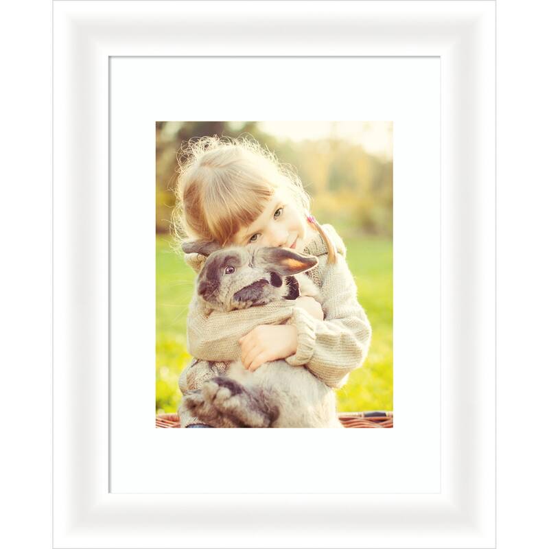 Oliver Narrow Framed Picture Frame, Photo Frame - 11x14 Matted to 8x10 - Oliver White Narrow