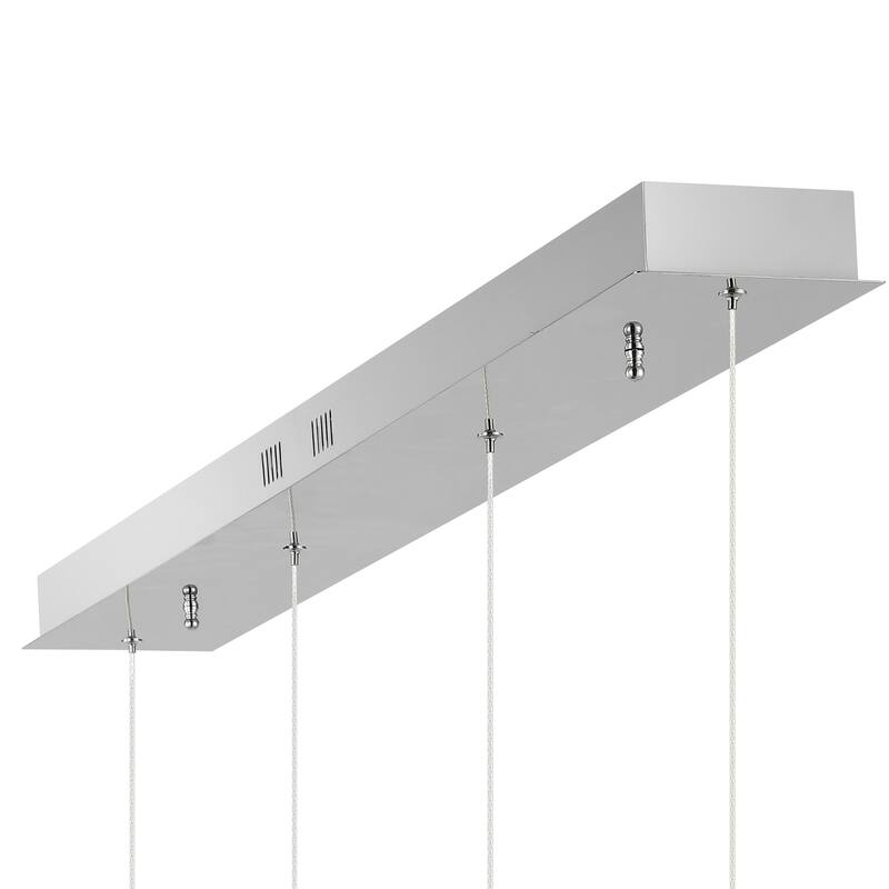 Mario Teardrop Modern Mid-Century Iron/Acrylic Integrated Linear LED Pendant, Chrome/White by JONATHAN Y