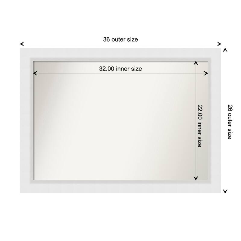 Blanco White Framed Non-Beveled Custom Wall Mirror, Bathroom Vanity Mirror - Outer Size: 36.25 x 26.25