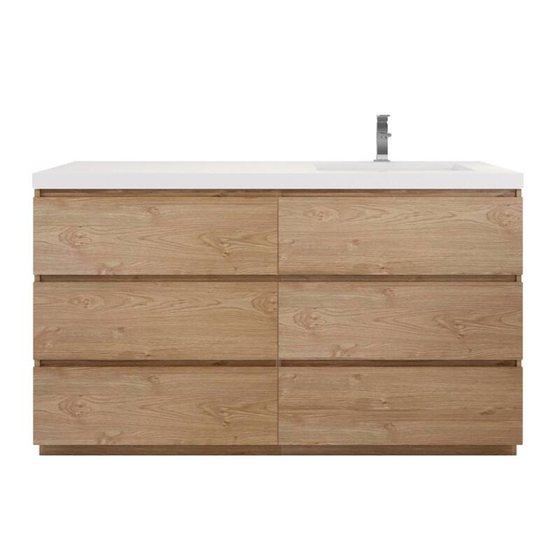 Aron 60'' Freestanding Vanity with Right Single Sink - 60'' Width - New England Wood