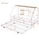 preview thumbnail 3 of 38, Metal Twin Size House Bed with Trundle and Built-in Shelf and Grid,Kids and Baby
