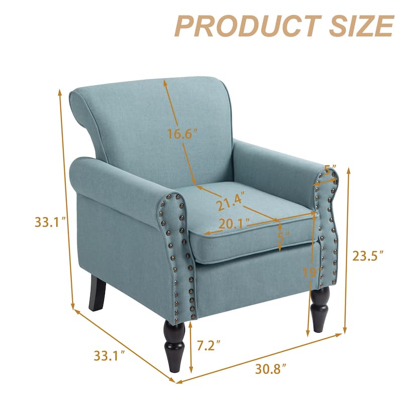 Set of 2 Modern Upholstered Armchair Nailhead Trim Accent Chair