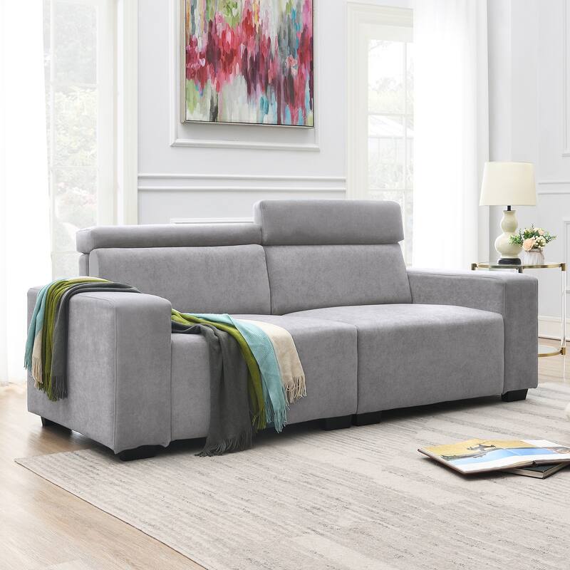 Kata Spacious and Comfortable Velvet Loveseat for Living Room - Grey