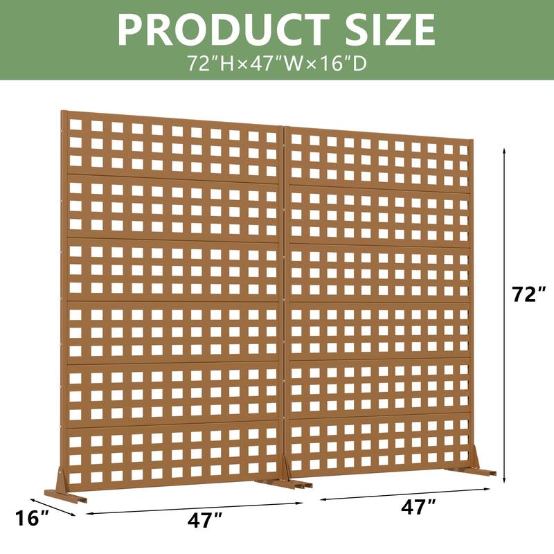 Outdoor Rectangle Privacy Screens Metal Screen Fence Panel Set of 2