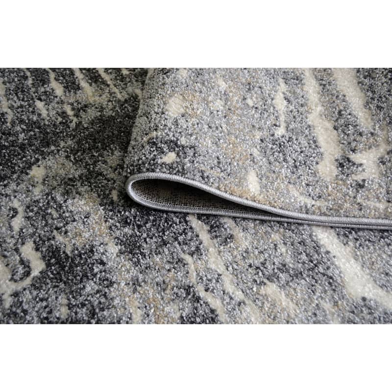 Denver Slate Cream Contemporary Area Rug