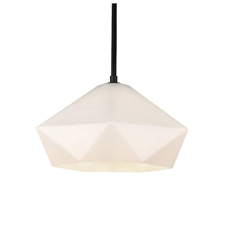 Alora Lighting PD424514 Krysta 12" Wide Pendant - Matte Black / Opal Glass