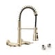 preview thumbnail 7 of 27, Dornberg Wall Mounted Pull Down Bridge Kitchen Faucet Brushed Gold