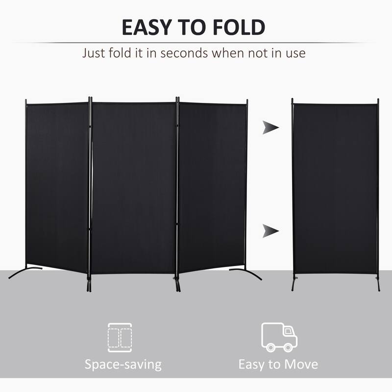 HOMCOM 3-Panel Folding Screen Room Divider Privacy Separator Partition for Indoor Bedroom Office, Outdoor Patio 100" x 72" Beige