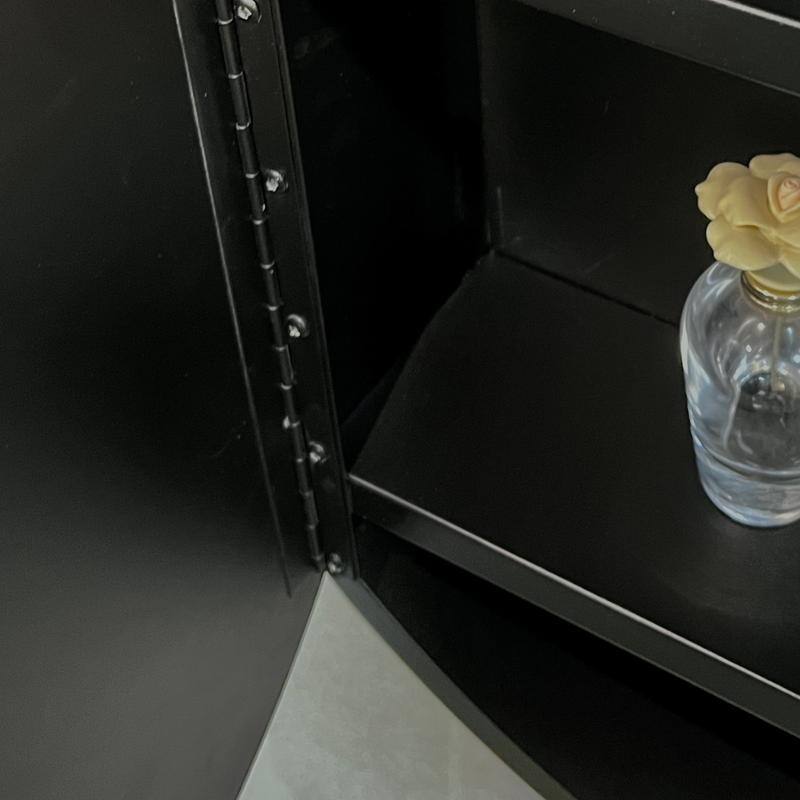 Alvana LED Black framed Wall mount Medicine Cabinet with Mirror Anti-fog function with 3 colors light