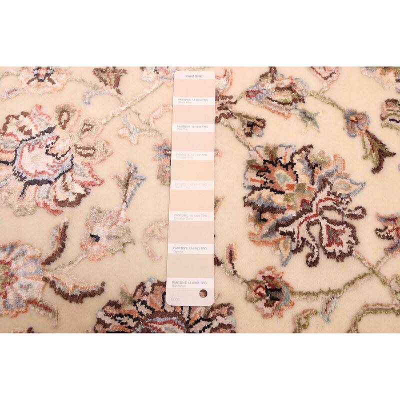 ECARPETGALLERY Hand-knotted Mirzapur Cream Viscose, Wool Rug - 6'3 x 9'10