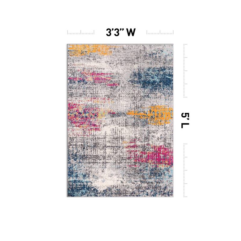 World Rug Gallery Geneva Contemporary Distressed Absract Area Rug