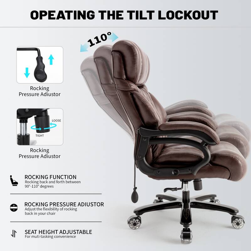 600LBS Big and Tall Office Chair for Heavy People, Extra Wide Seat and Adjustable Lumbar, Executive Chair with High Back