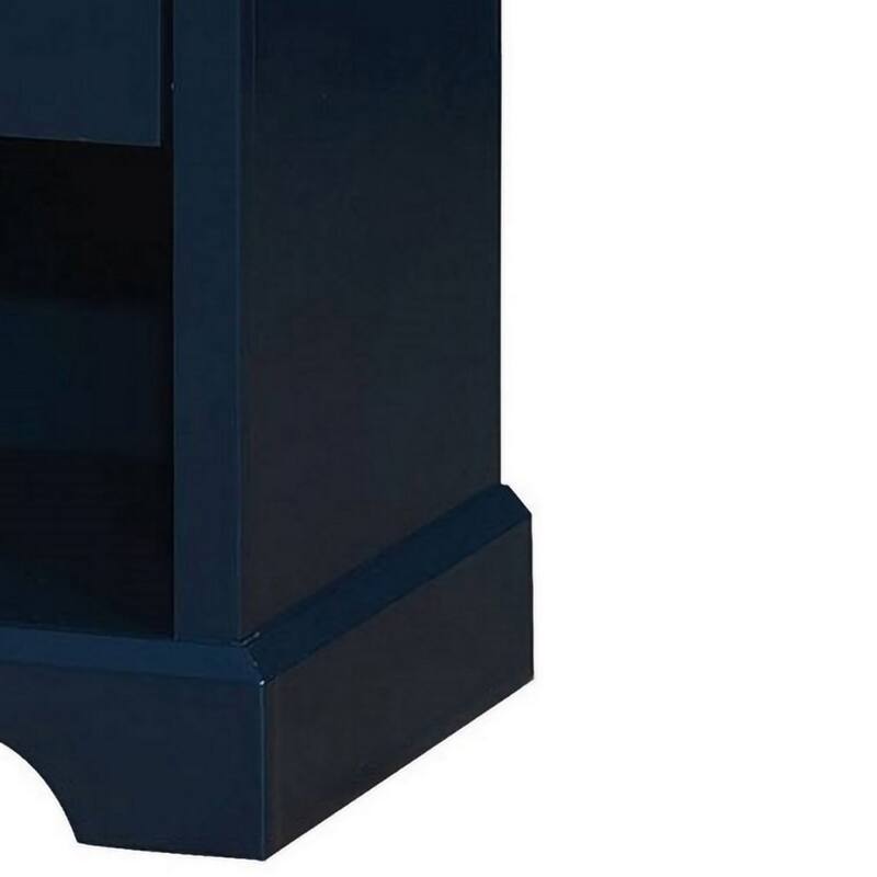Transitional 1 Drawer Wooden Nightstand with Open Compartment, Blue