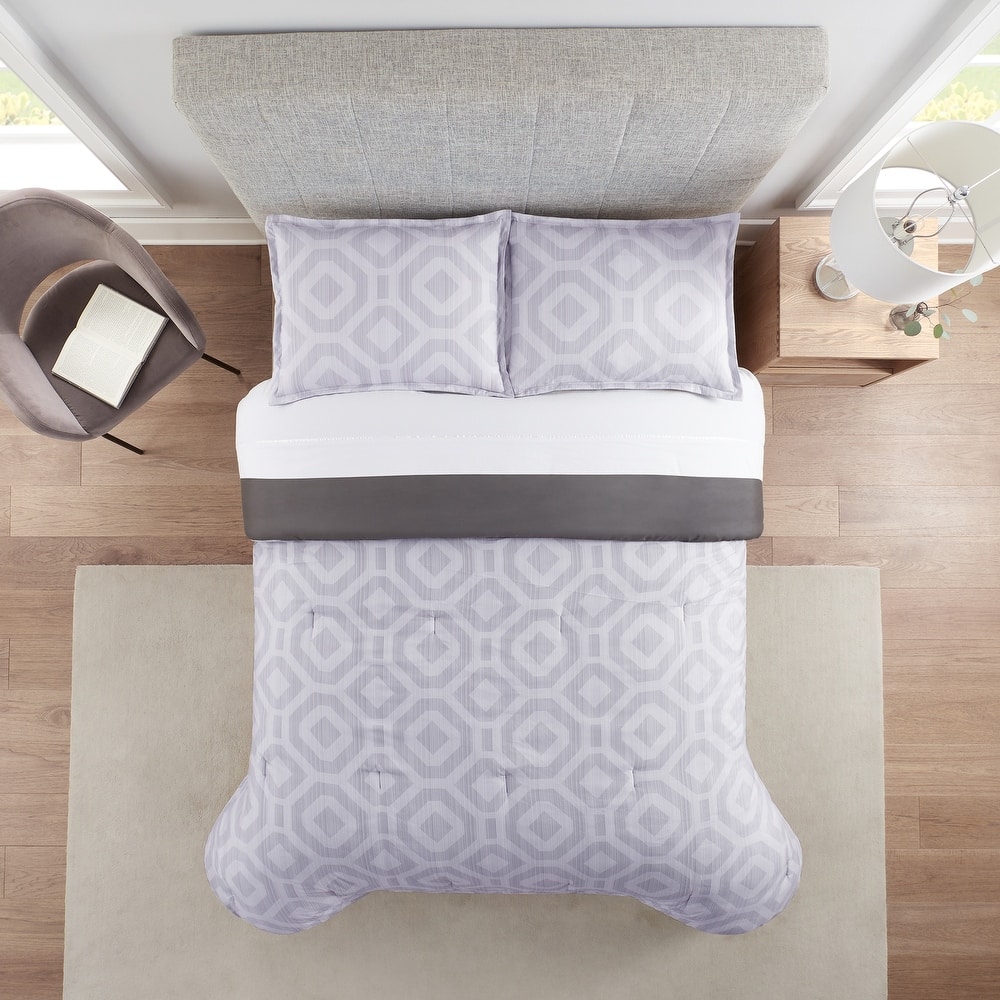 Serta Simply Clean Skyler Textured Geometric Antimicrobial Comforter Set
