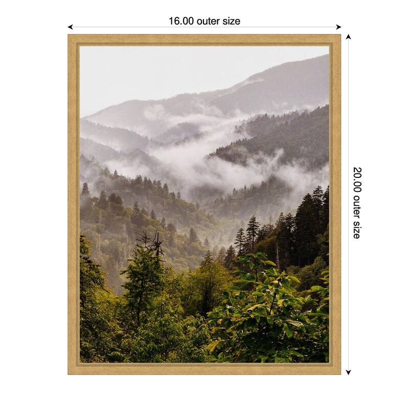 Great Smoky Mountains by Del Mundo Imagery Framed Canvas Wall Art Print - Sylvie Bright Gold - 16 x 20 in