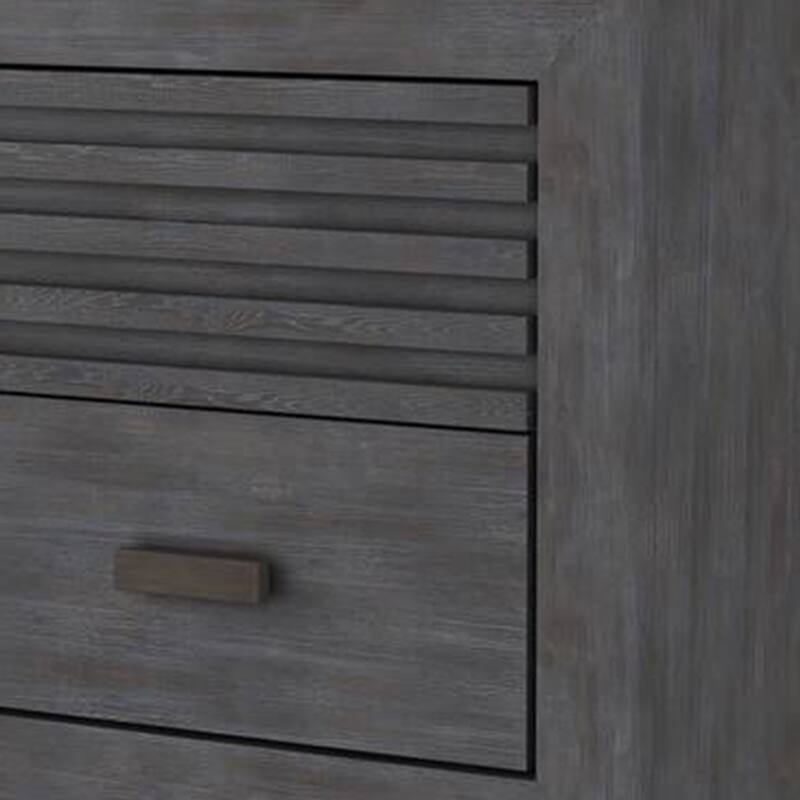 Biom Nightstand, 2 Drawers, Charcoal Brown Solid Hardwood, 24 Inch