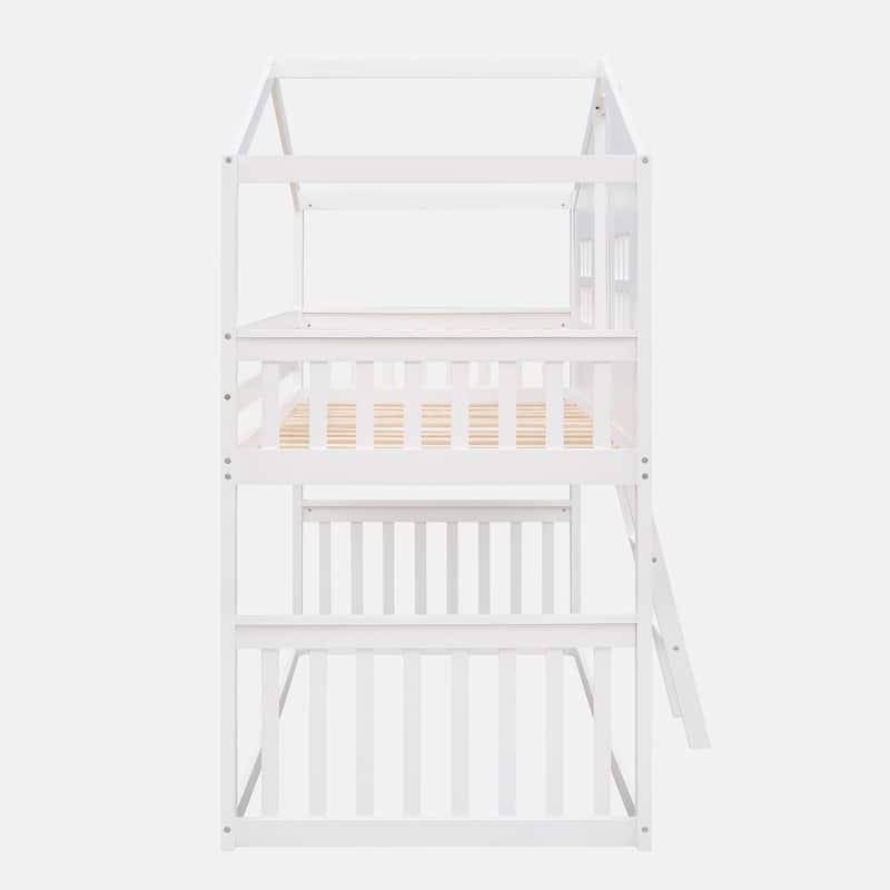 Twin Over Twin House Bunk Bed With Ladder