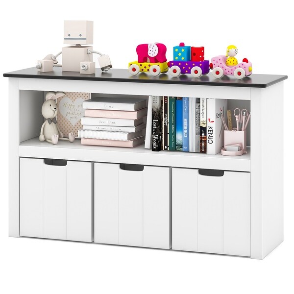 Costway Kids Toy Storage Organizer Wooden Bookshelf with 3 Drawers - See Details