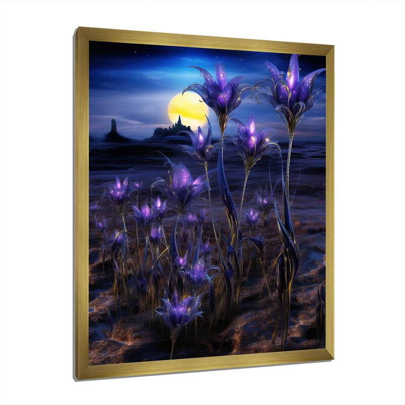 Designart "Blossoming Bluebonnet Flowers In Alien Universe" Blue Bonnets Framed Canvas Prints