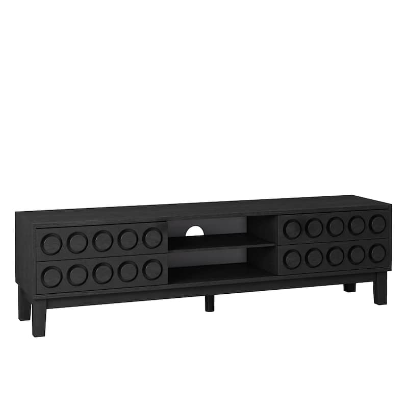 Mid-Century Modern TV Stand with 4 Drawers, Entertainment Console for TVs up to 75", Wood Media Center for Living Room