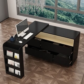 Storage Desk Movable Tabletop with Shelves and Display Area Dresser ...