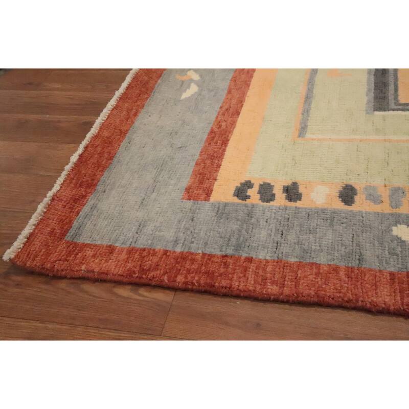 Hand Knotted Oriental 100% Wool Carpet Modern Geometric Multi-Colored Gabbeh Area Rug - 8' 10'' X 6' 0''