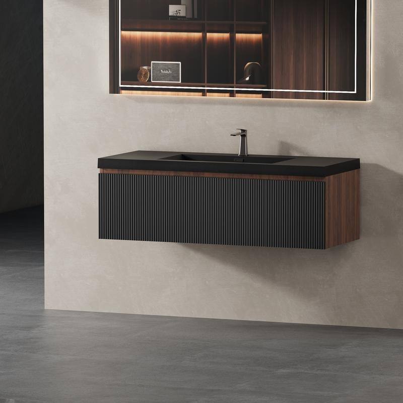 ABRUZZO Floating Vanity with Integrated Top Sink Soft-Close Wall-Mount Bathroom Cabinet