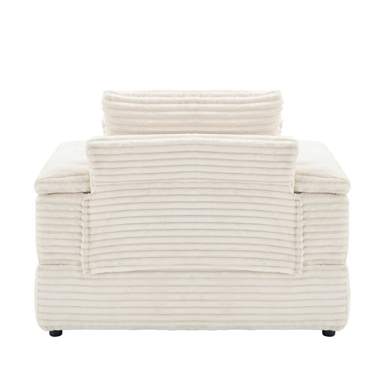 Corduroy Single Sofa Set with 2 Throw Pillows (500lb Capacity)