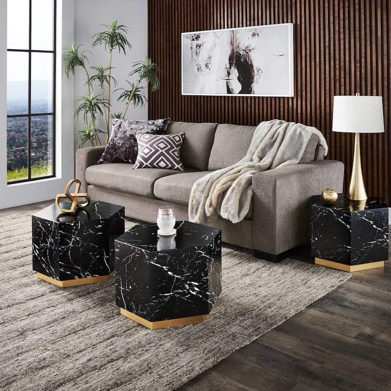Darcy Faux Marble Coffee Table by iNSPIRE Q Bold - End Table and Coffee Table - Black