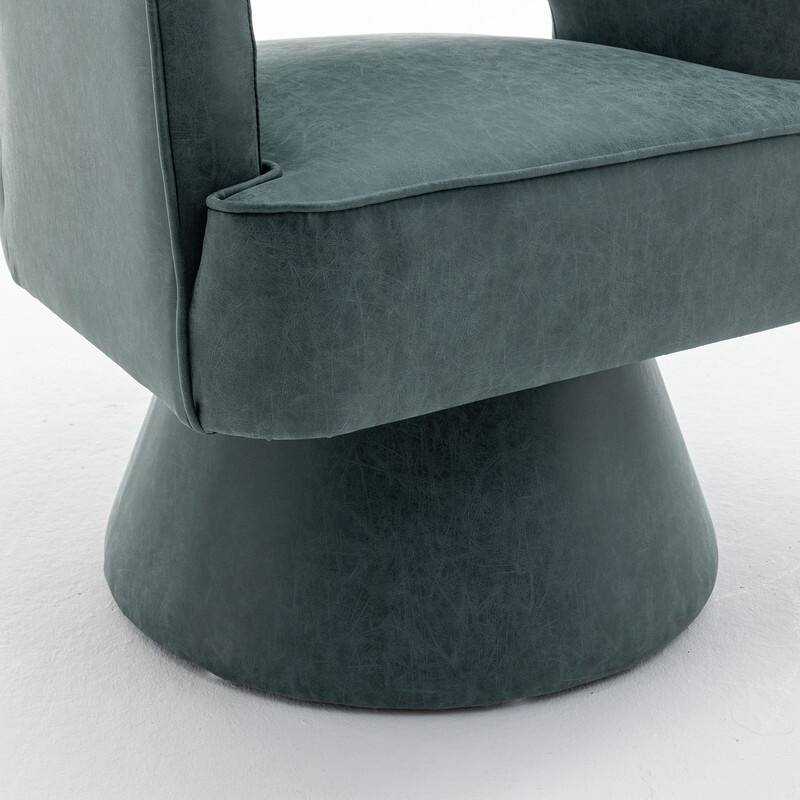 SEYNAR Modern PU Leather 360 Degree Swivel Accent Barrel Chair Set of 2