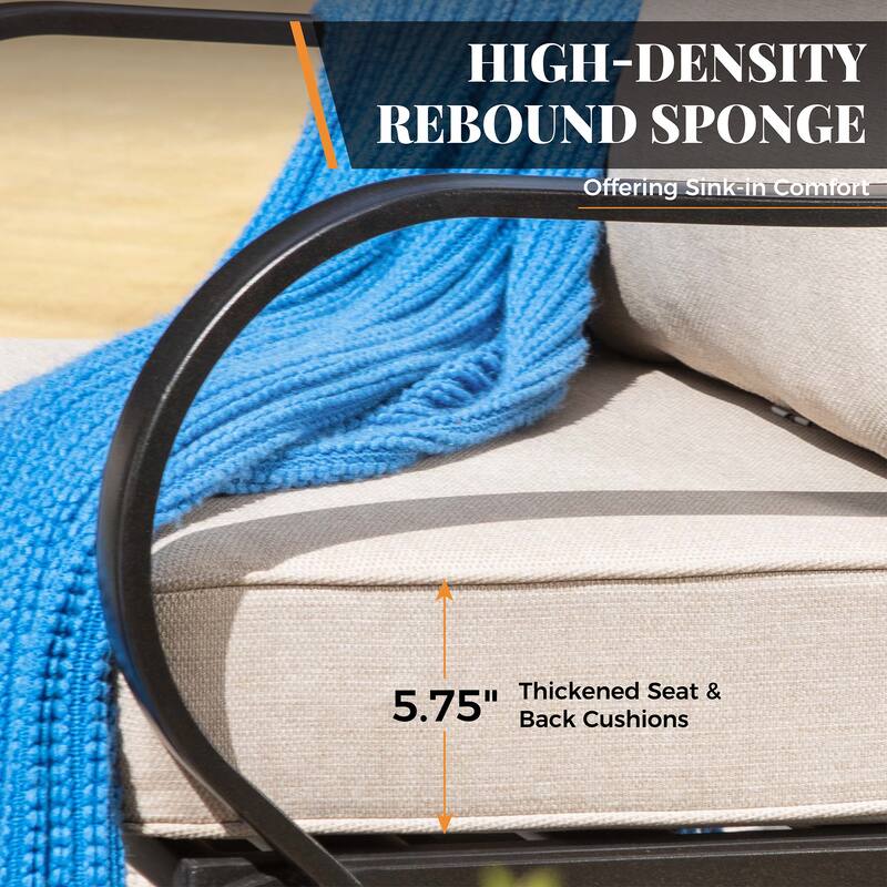 MAISON ARTS Patio Conversation Set 5 Pieces with 28'' Gas Fire Pit Table