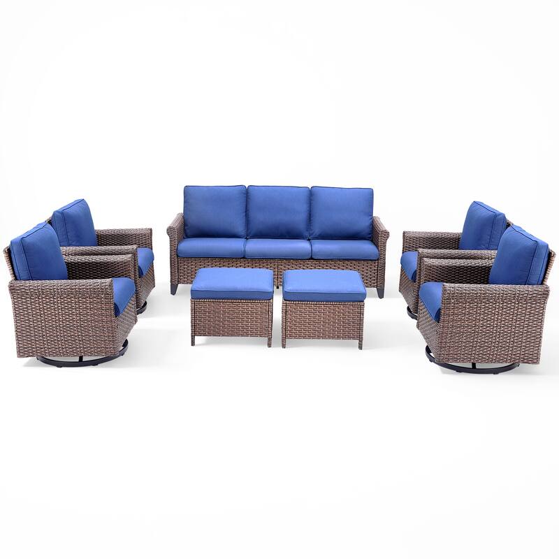 Pocassy Outdoor Sofa Swivel Chairs Patio Chair Funiture Set