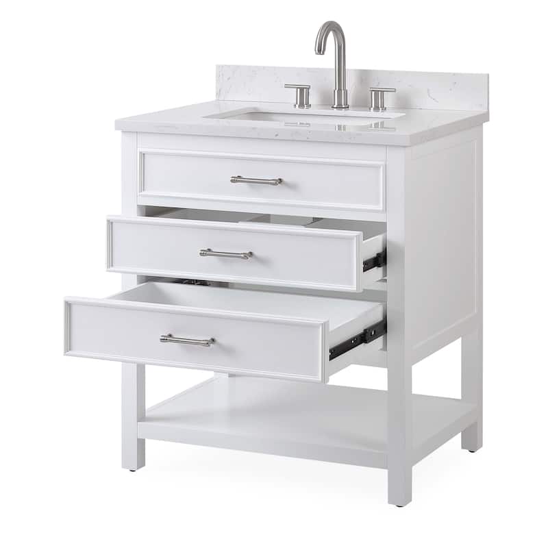 30" Tennant Brand Felton White Finish Single Sink Bathroom Vanity