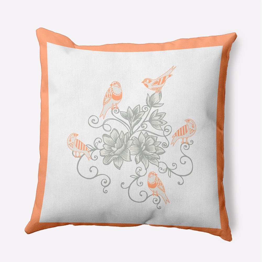 Birds And Flowers Decorative Throw Pillow